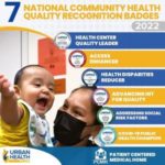 Graphic denoting 7 National community health quality recognition badges